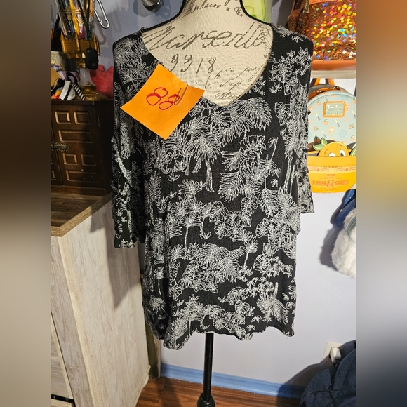 A.n.a A New Approach Black And White Top Ladies Xxlarge Flowy Arms. - Picture 1 of 10